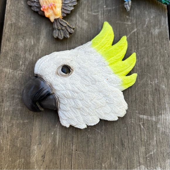 Vintage 90s Bird Refrigerators Magnets Set of Three Cockatoo Parakeet Brown Bird - Picture 2 of 9